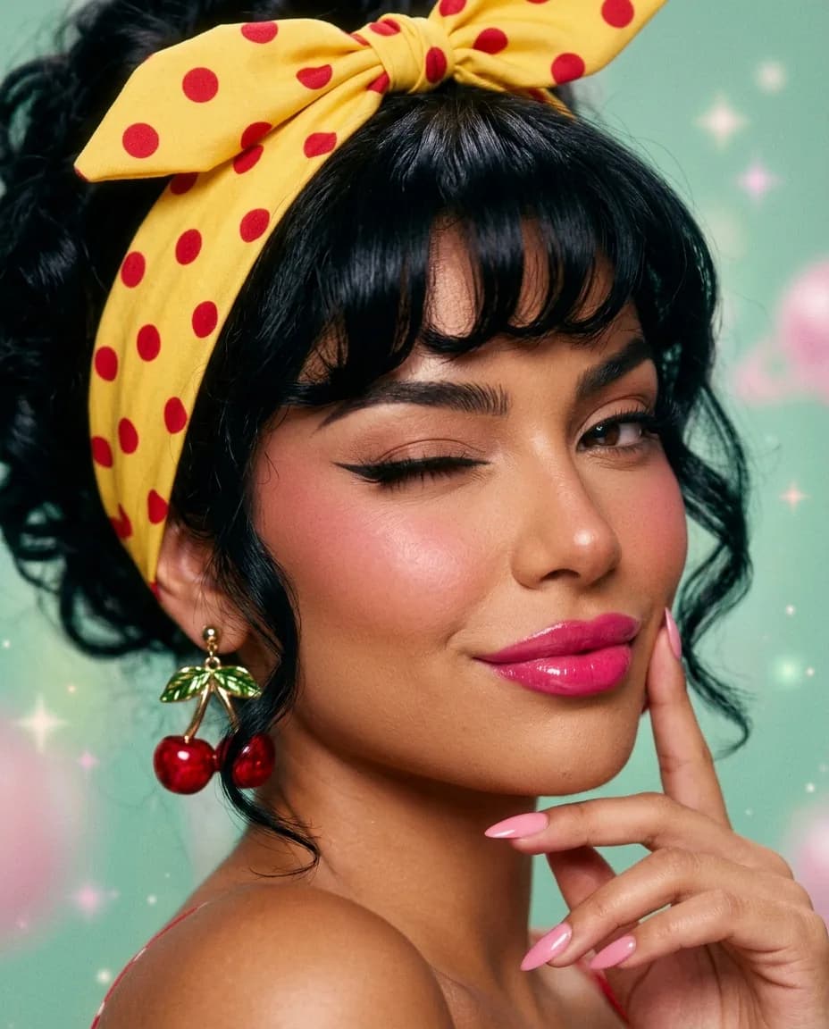 La pin-up de Planet Vintage guiña un ojo con un pendiente de cerezas